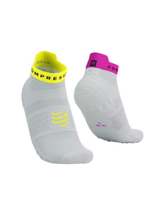 Pro Racing Socks RUN LOW v4.0 White Safety/Yellow Neon Pink