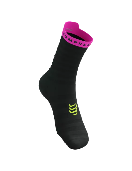 Pro Racing Socks Run High ULTRALIGHT v4.0 Black Safety Yellow/ Neon Pink