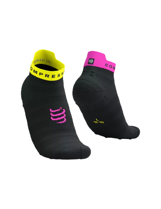 Pro Racing Socks Run Low ULTRALIGHT v4.0 Black Safety/Yellow Neon Pink