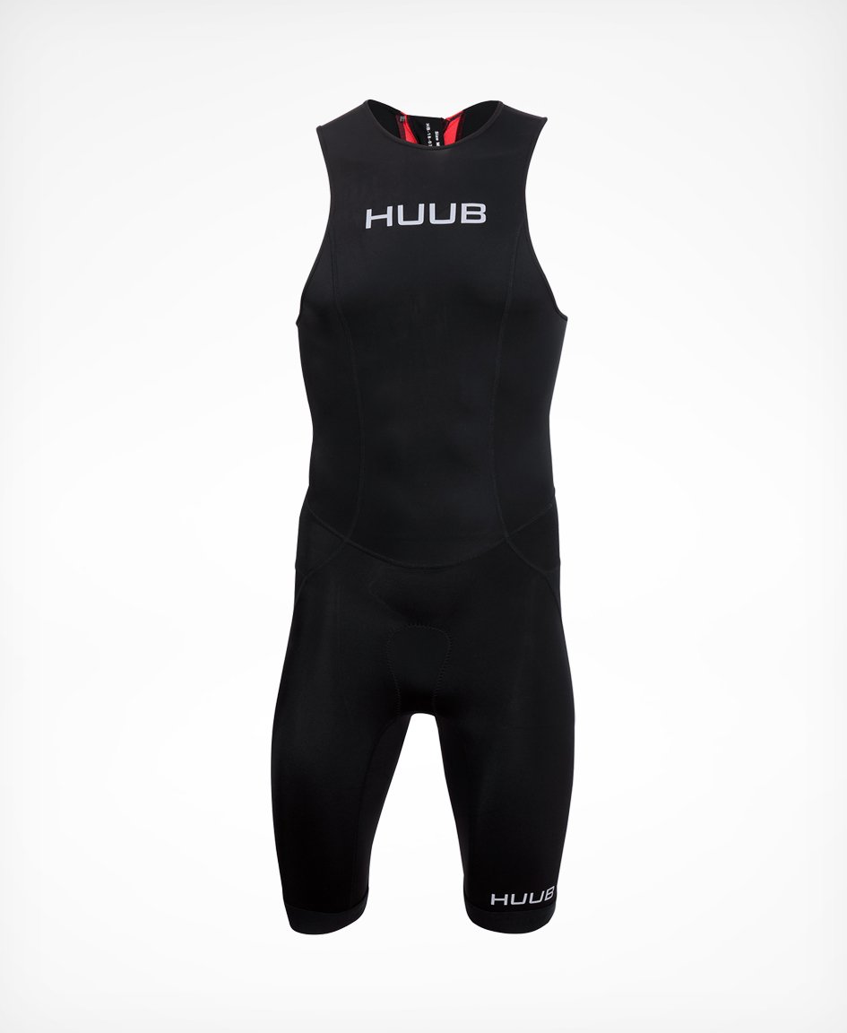 Tri Suit ITU Hombre ESSENTIAL Trisuit Rear ZIP Black/Red - HUUB