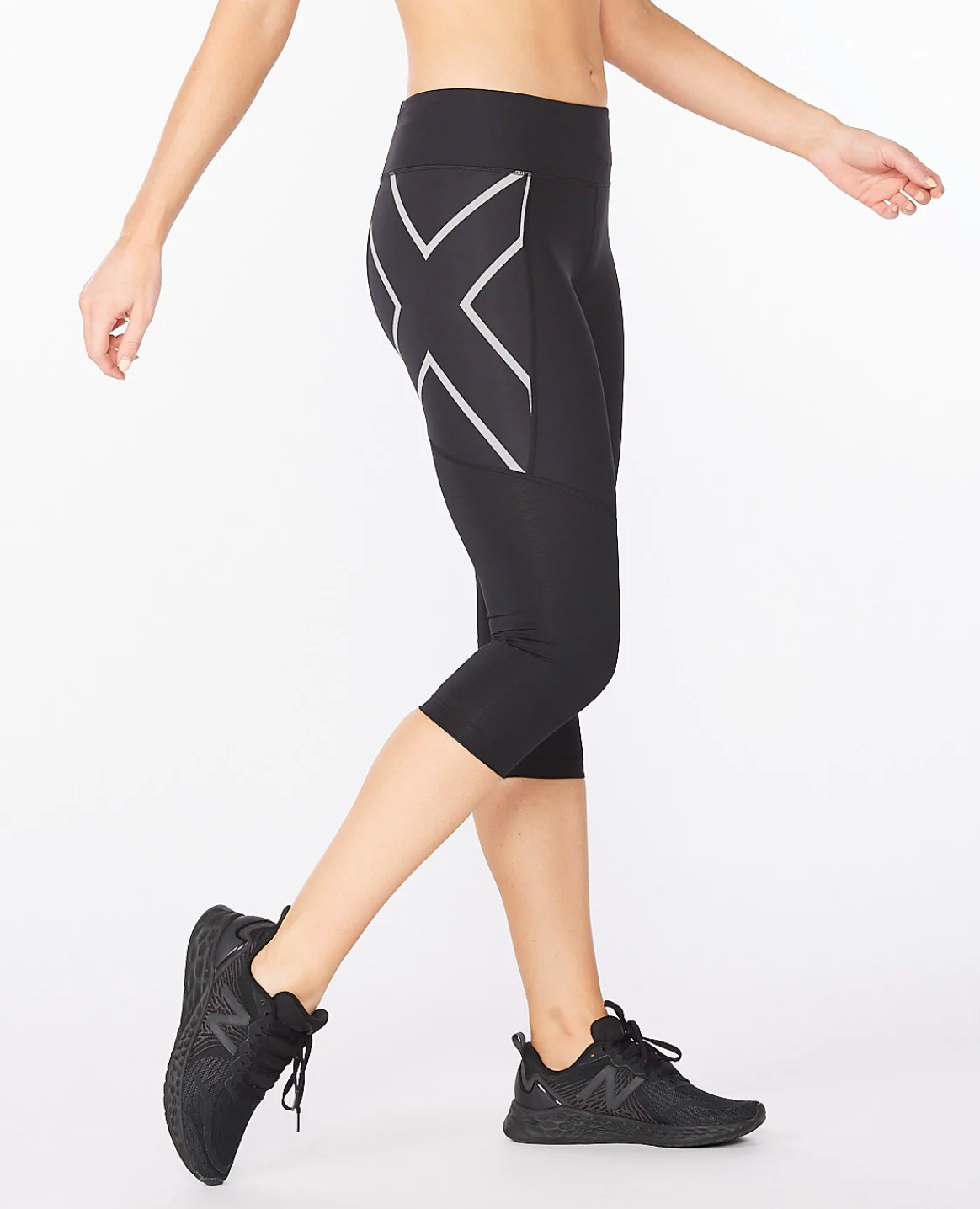 Calzas Mujer Aero Vent Mid-Rise Comp 3/4 Mujer Black/Silver Reflective - 2XU