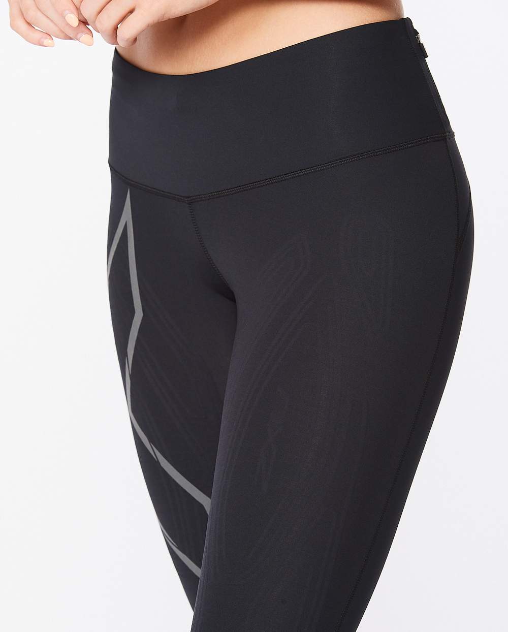 Calzas Compresión Mujer Light Speed Mid-Rise Compression Tights - Black/Black Reflective - 2XU