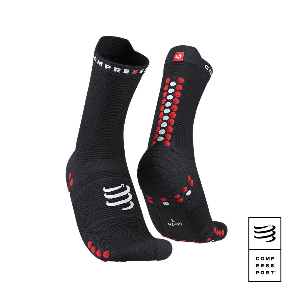 Calcetines de Running Pro Racing Socks Run High v4.0 Black/Red - Compressport
